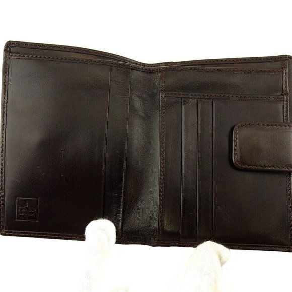 FENDI W Wallet Zukka Beige Canvas x Leather Authentic - Picture 5 of 10